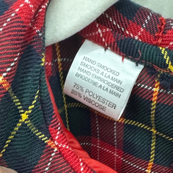 SARAH LOUISE Hand Smocked Embroidered Tartan Red Green Girls Holiday Dress NWT - Picture 3 of 7